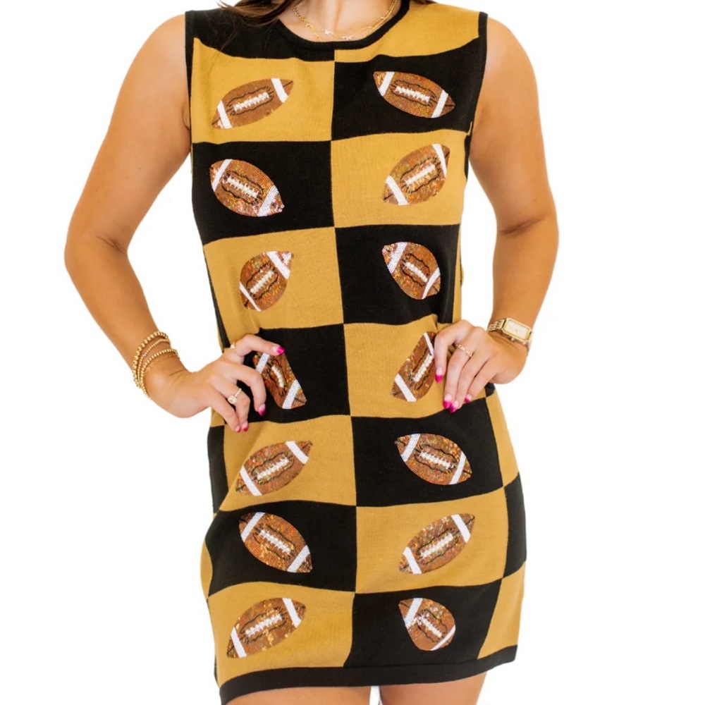 NWT | Queen of Sparkles | Football Checkered Dress